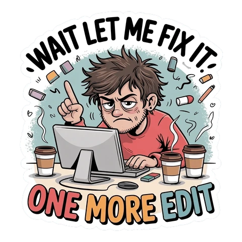 Funny Editor Cartoon Sticker for Creatives