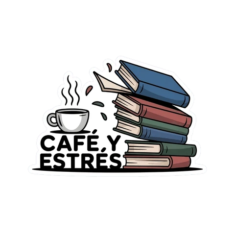 Café y Estrés Coffee and Books Vinyl Sticker