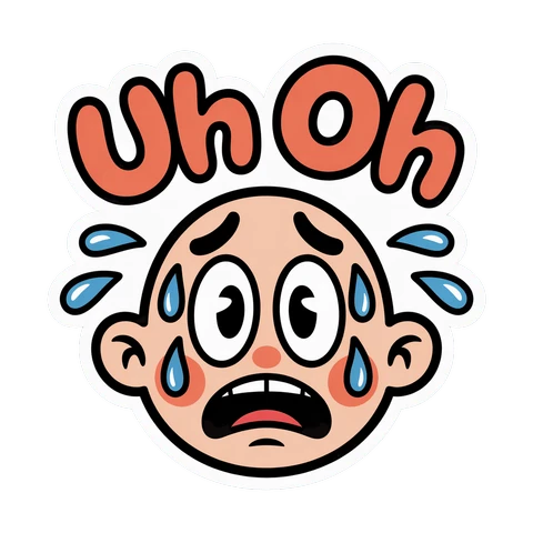 Uh Oh Expression Cartoon Face Sticker