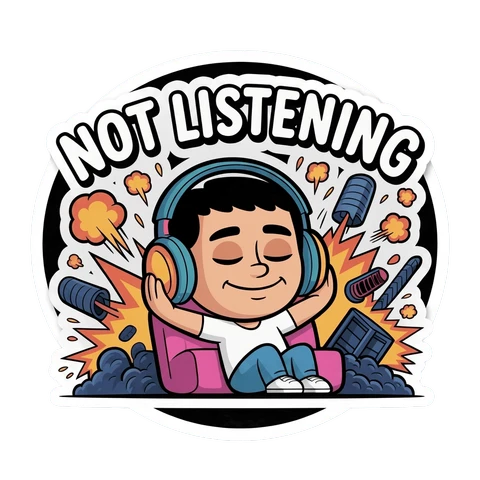 Funny Not Listening Cartoon Vinyl Sticker