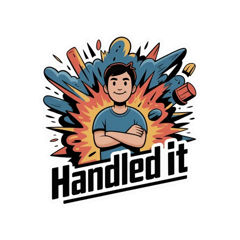 Confident Cartoon Character Handled It Sticker