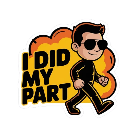 Cool Cartoon Character I Did My Part Sticker