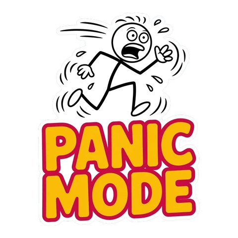Funny Panic Mode Cartoon Sticker