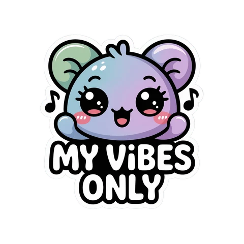 Cute Kawaii Bear My Vibes Only Sticker