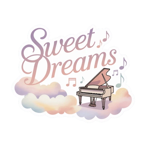 Sweet Dreams Piano and Clouds Vinyl Sticker