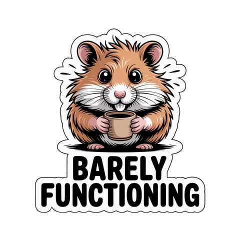 Cute Hamster Barely Functioning Coffee Sticker
