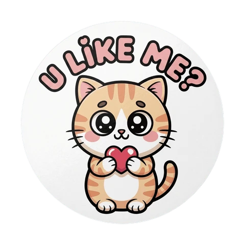 Cute Kawaii Cat with Heart Vinyl Sticker