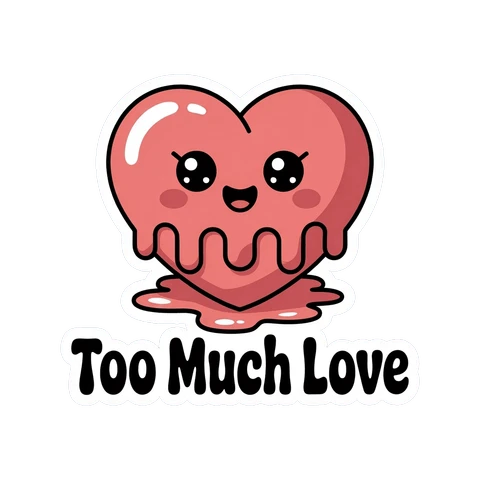 Cute Kawaii Melting Heart Too Much Love Sticker