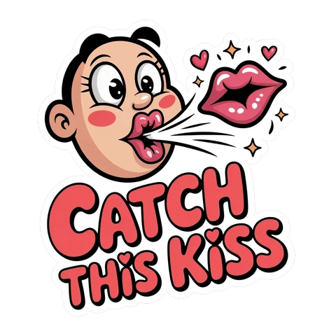 Catch This Kiss Cartoon Vinyl Sticker