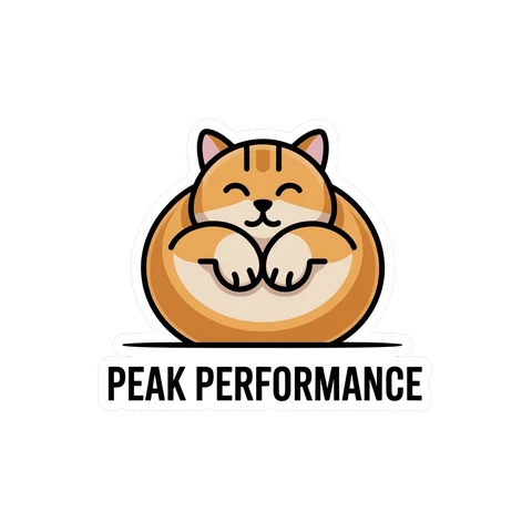 Cute Chubby Cat Peak Performance Sticker