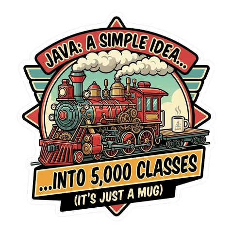 Funny Java Train Mug Vinyl Sticker