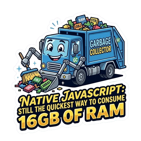 Funny JavaScript Garbage Truck Vinyl Sticker