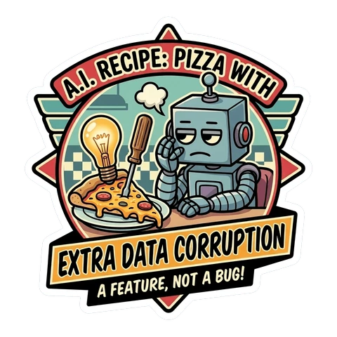 Funny AI Robot Pizza Vinyl Sticker