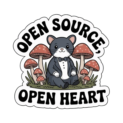 Cute Tuxedo Cat Open Source Vinyl Sticker
