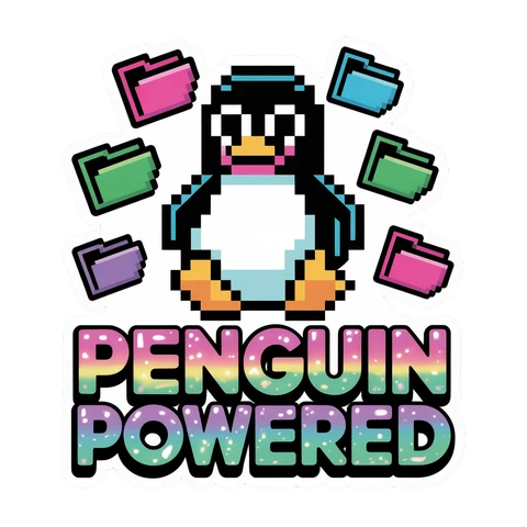 Pixel Art Penguin Powered Vinyl Sticker