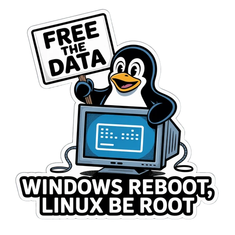 Funny Linux Penguin Free the Data Sticker