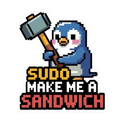 Funny Penguin Sudo Make Me a Sandwich Sticker