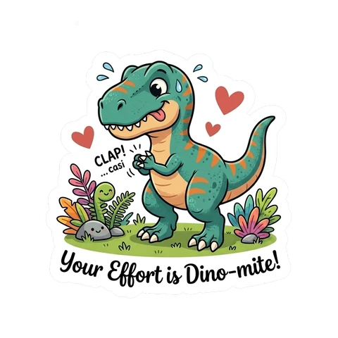 Cute Dinosaur Encouragement Vinyl Sticker