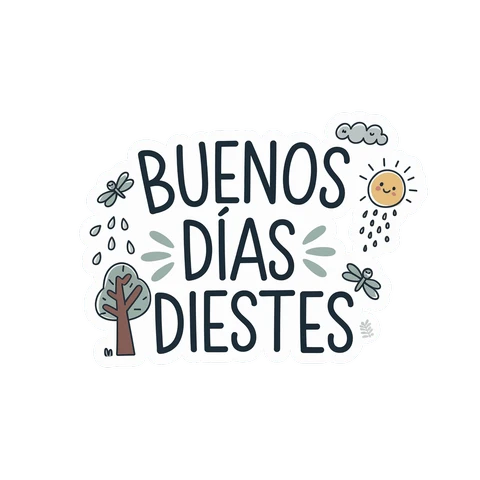 Buenos Días Diestes Cute Weather Sticker