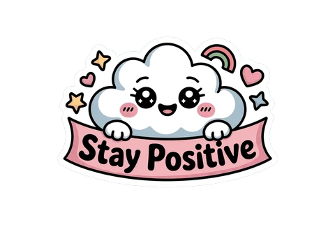 Cute Kawaii Cloud Stay Positive Vinyl Sticker