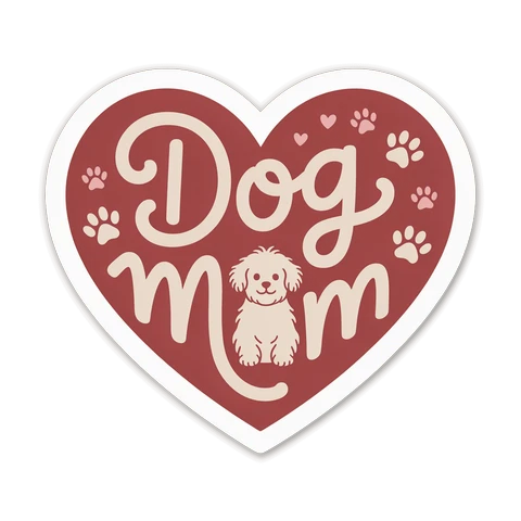 Heart-Shaped Dog Mom Vinyl Sticker