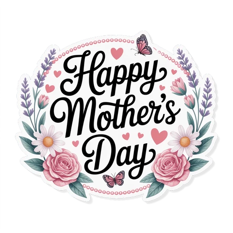Happy Mother's Day Floral Vinyl Sticker