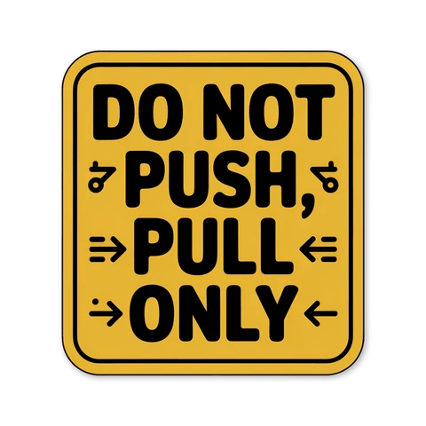 Do Not Push Pull Only Instructional Sticker