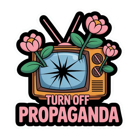 Turn Off Propaganda Retro TV Protest Sticker