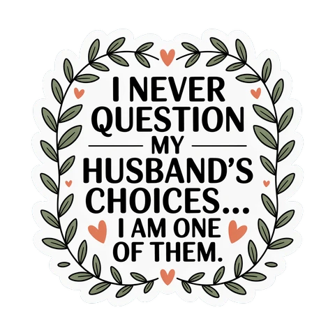 Funny Husband Quote Laurel Wreath Sticker