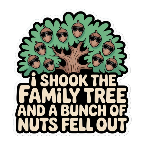 Funny Family Tree Acorn Pun Vinyl Sticker
