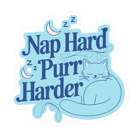 Nap Hard Purr Harder Sleeping Cat Vinyl Sticker