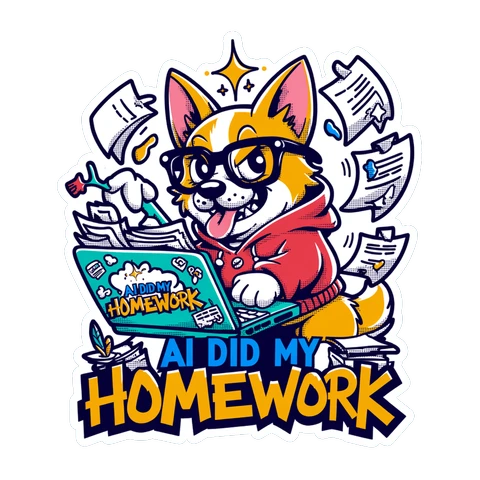 AI Did My Homework Funny Corgi Laptop Sticker