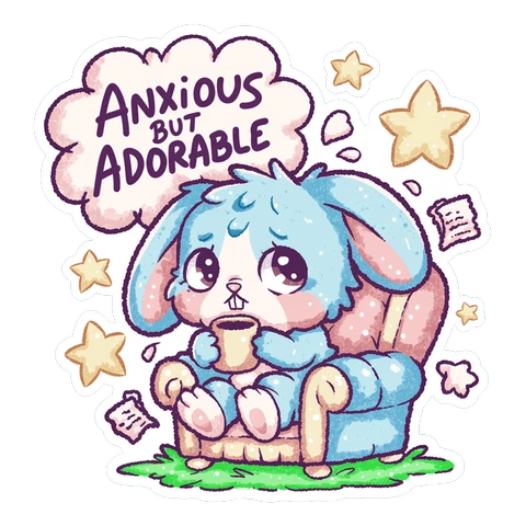 Anxious But Adorable Bunny Cute Kawaii Vinyl Sticker