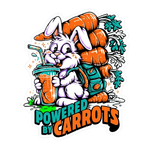 Cute Bunny Powered By Carrots Vinyl Sticker