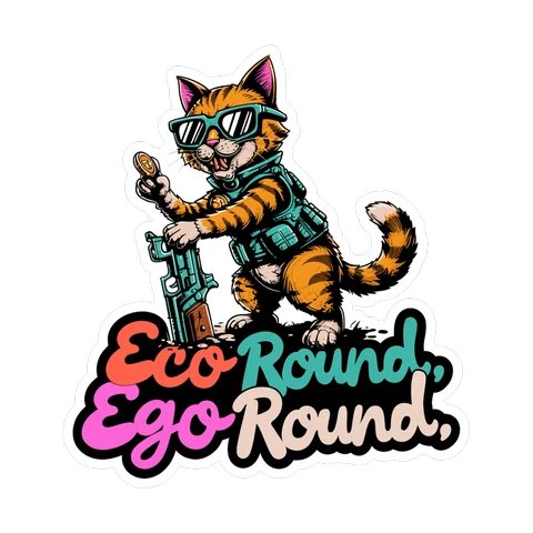 Funny Tactical Cat Eco Round Ego Round Sticker