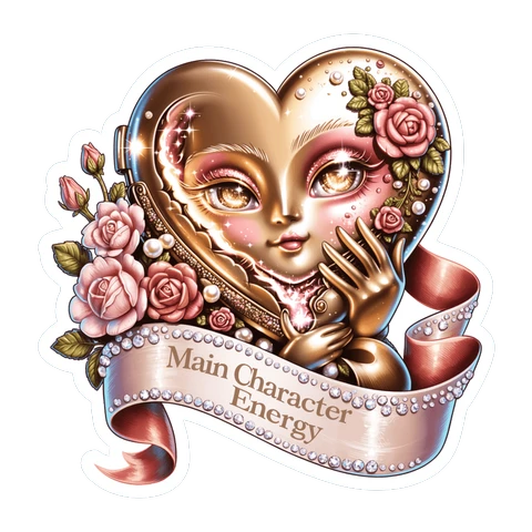 Main Character Energy Heart Locket Doll Sticker