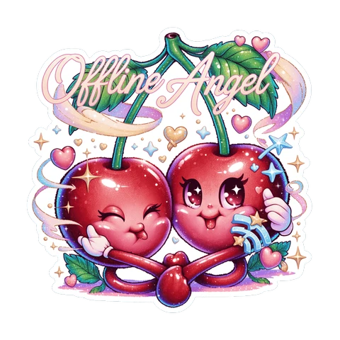 Cute Offline Angel Cherries Kawaii Vinyl Sticker