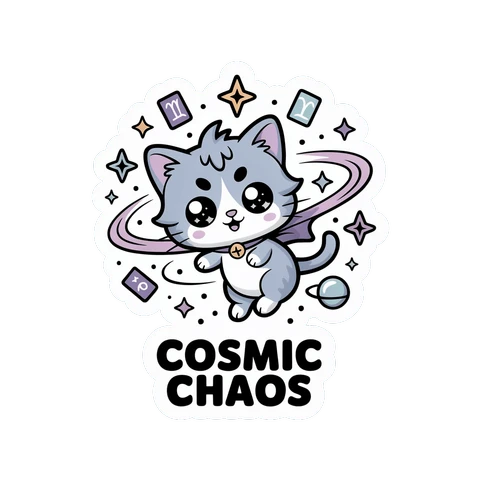 Cosmic Chaos Kitten Kawaii Space Cat Sticker