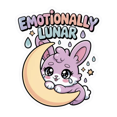 Emotionally Lunar Kawaii Bunny Moon Sticker