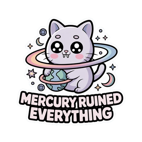 Mercury Ruined Everything Space Cat Vinyl Sticker