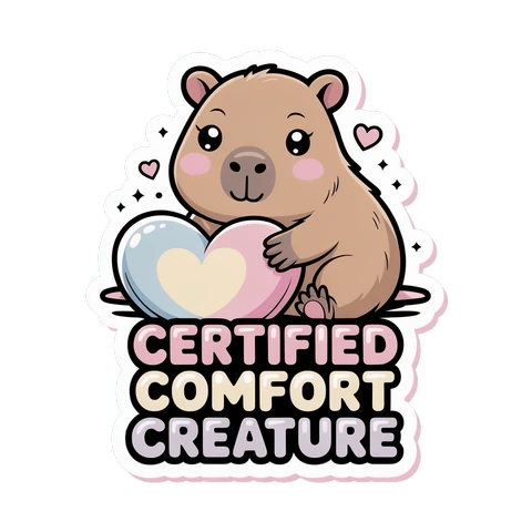 Cute Capybara Certified Comfort Creature Sticker