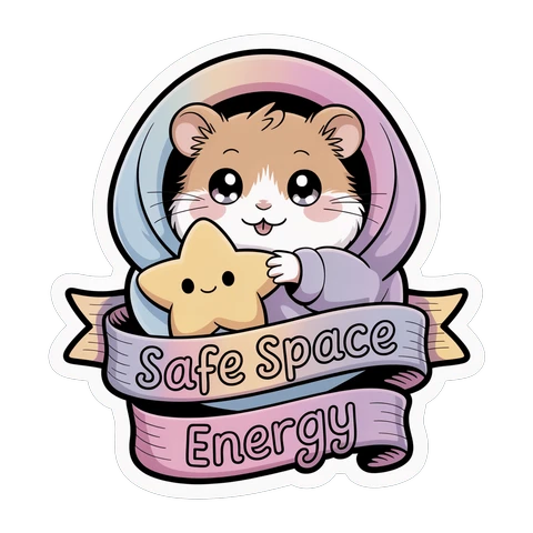 Cute Safe Space Hamster With Star Vinyl Sticker