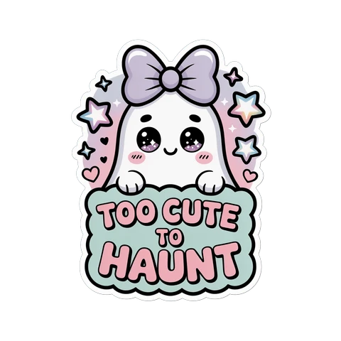 Cute Ghost Too Cute to Haunt Halloween Sticker