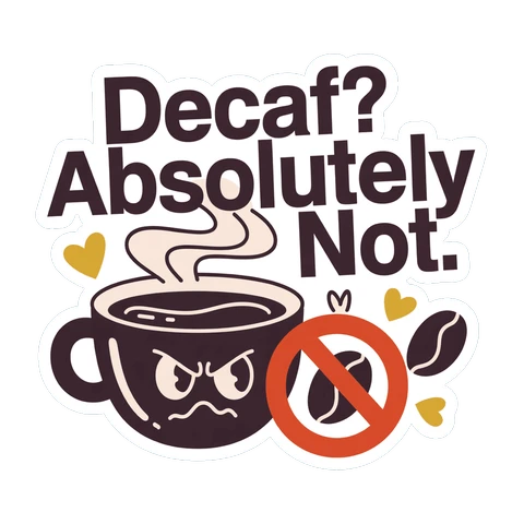 Funny Decaf Absolutely Not Coffee Quote Sticker