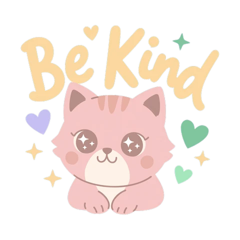 Cute Be Kind Pink Cat Vinyl Sticker