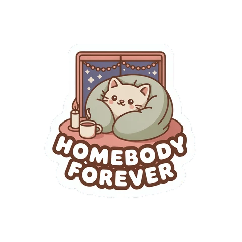 Homebody Forever Cozy Cat Vinyl Sticker