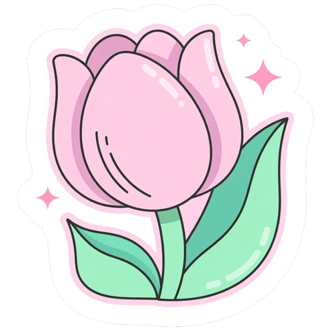 Cute Pink Tulip Flower Vinyl Sticker