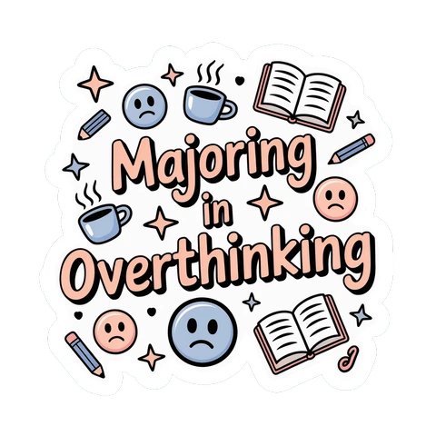 Majoring in Overthinking Cute Study Humor Sticker