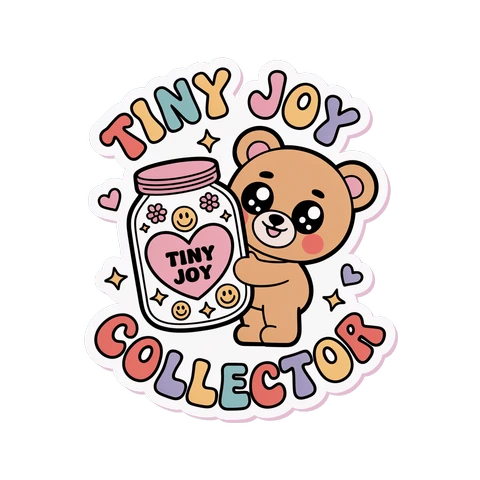 Tiny Joy Collector Bear Retro Kawaii Vinyl Sticker