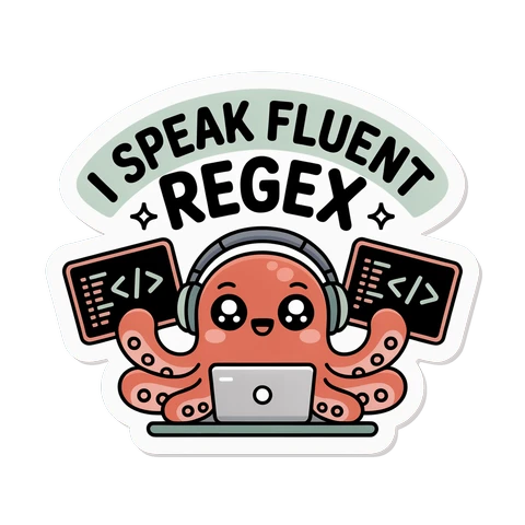 Cute Fluent Regex Octopus Coding Vinyl Sticker